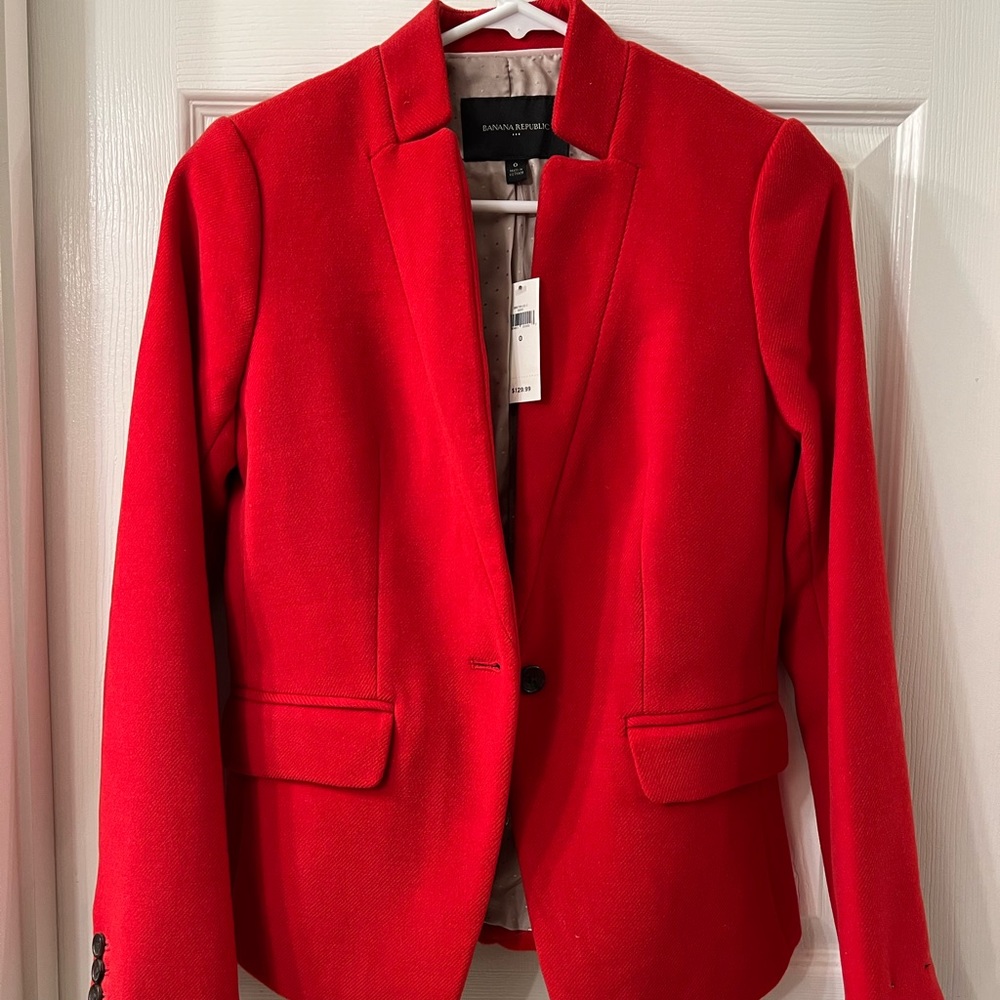 Red blazer from Banana Republic